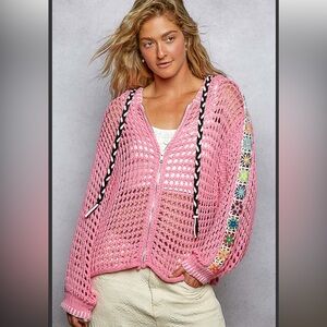 367 ❤️POL granny square hooded cardigan sweater